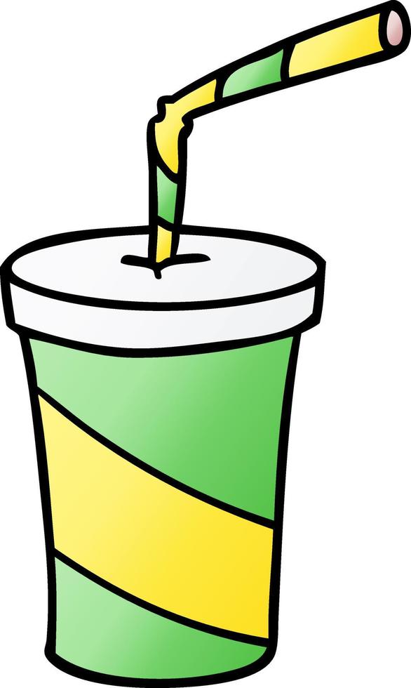 gradient cartoon doodle of fastfood drink vector