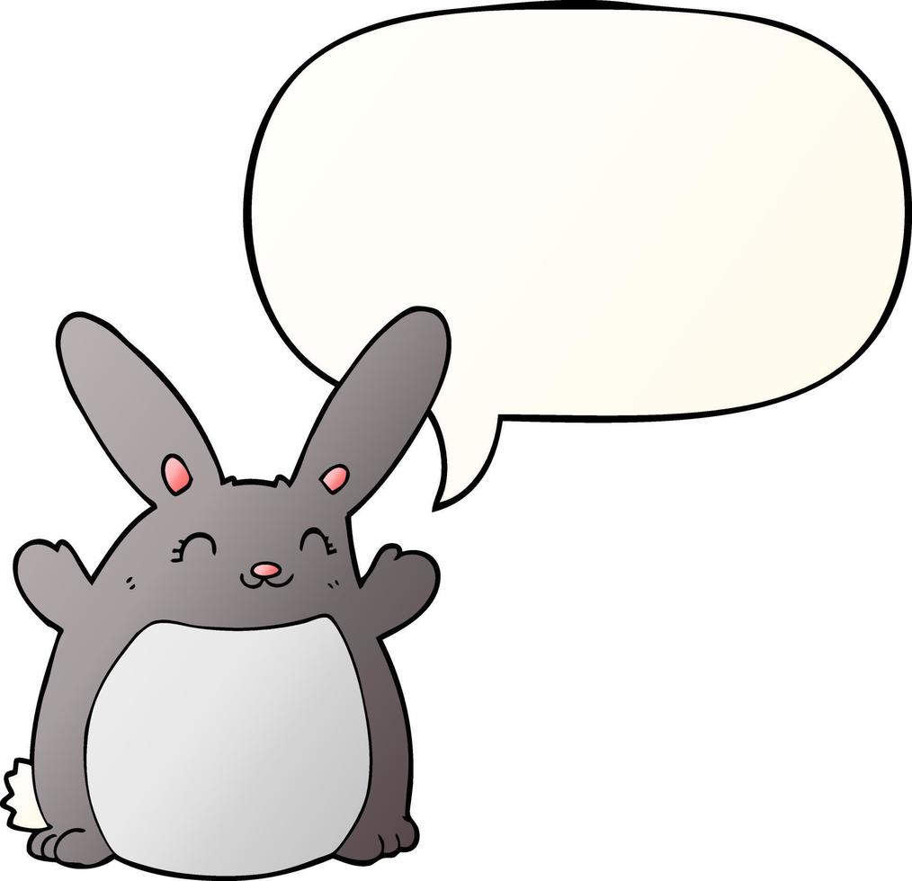 cartoon rabbit and speech bubble in smooth gradient style vector