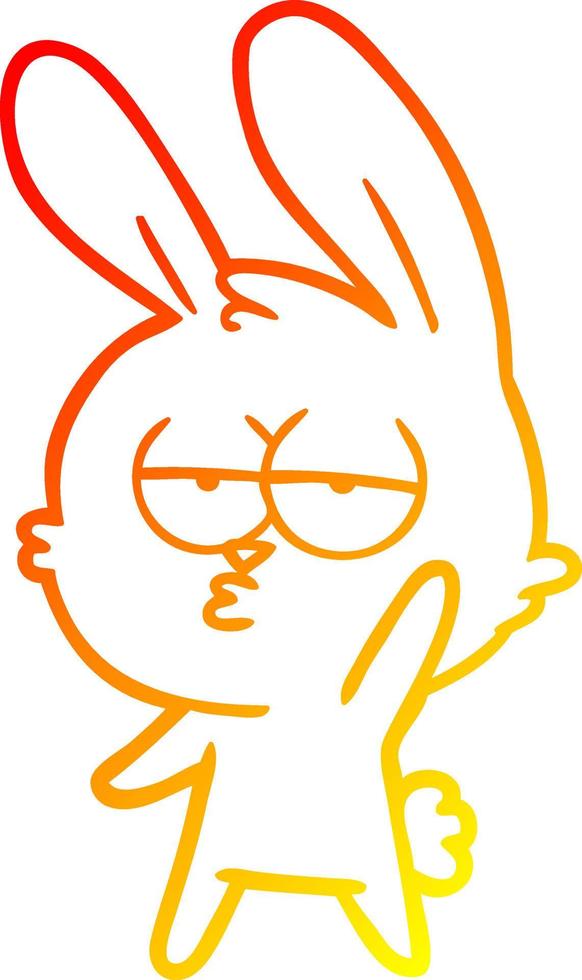 warm gradient line drawing cute cartoon rabbit vector