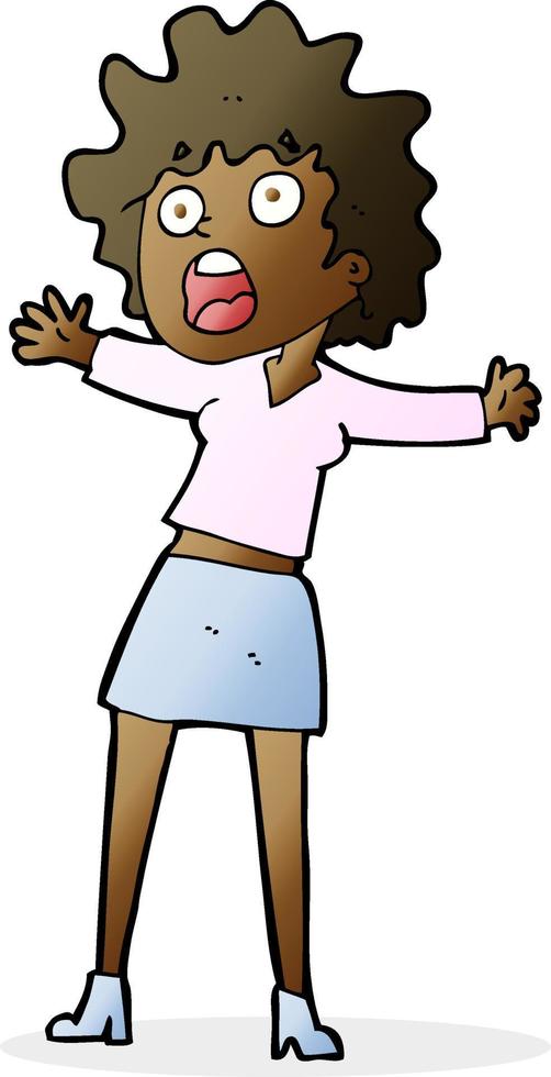 cartoon frightened woman vector