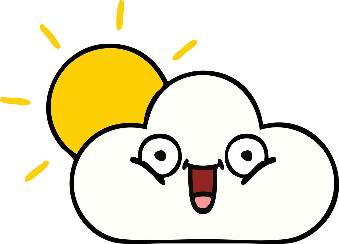 cute cartoon sunshine and cloud vector