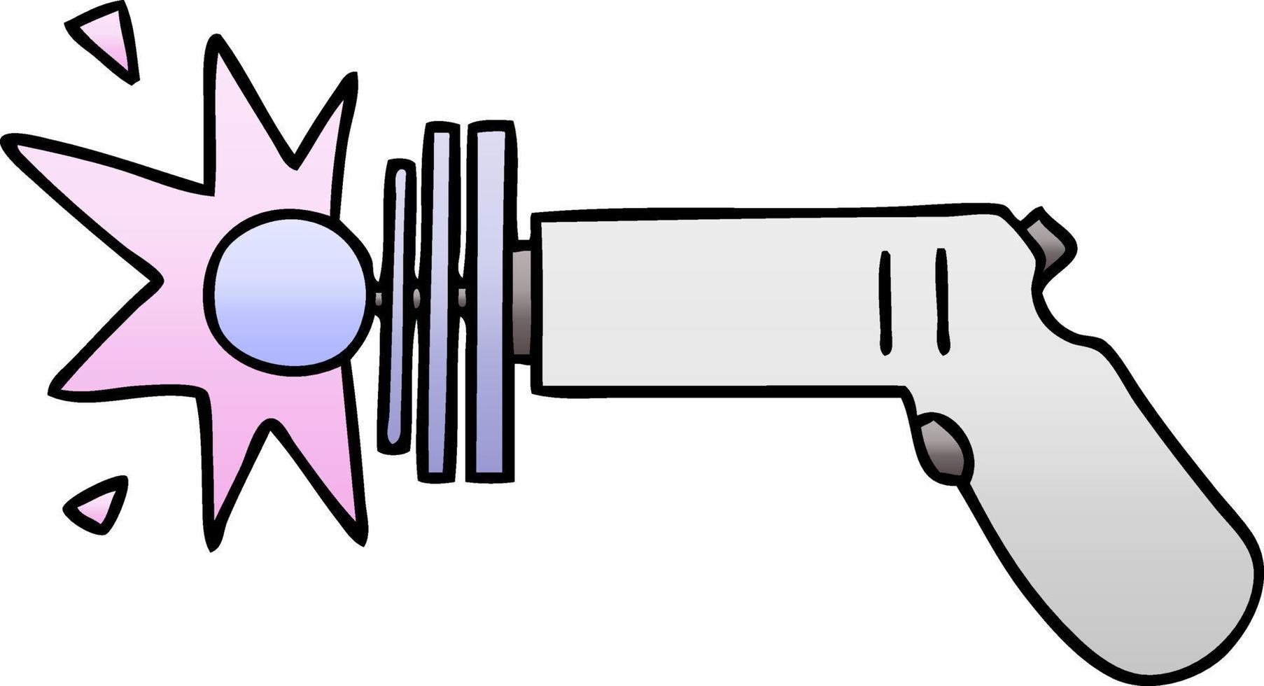 quirky gradient shaded cartoon ray gun vector