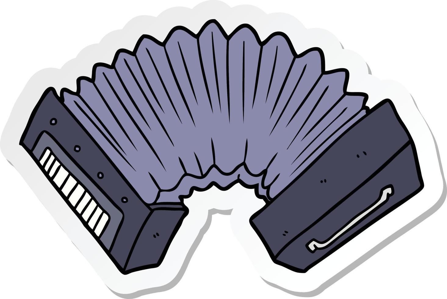 sticker of a cartoon accordion vector