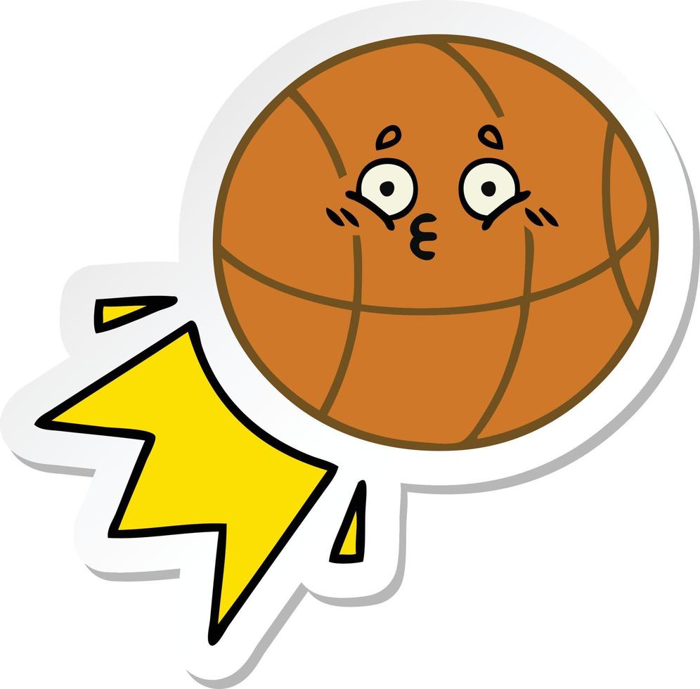 sticker of a cute cartoon basketball vector