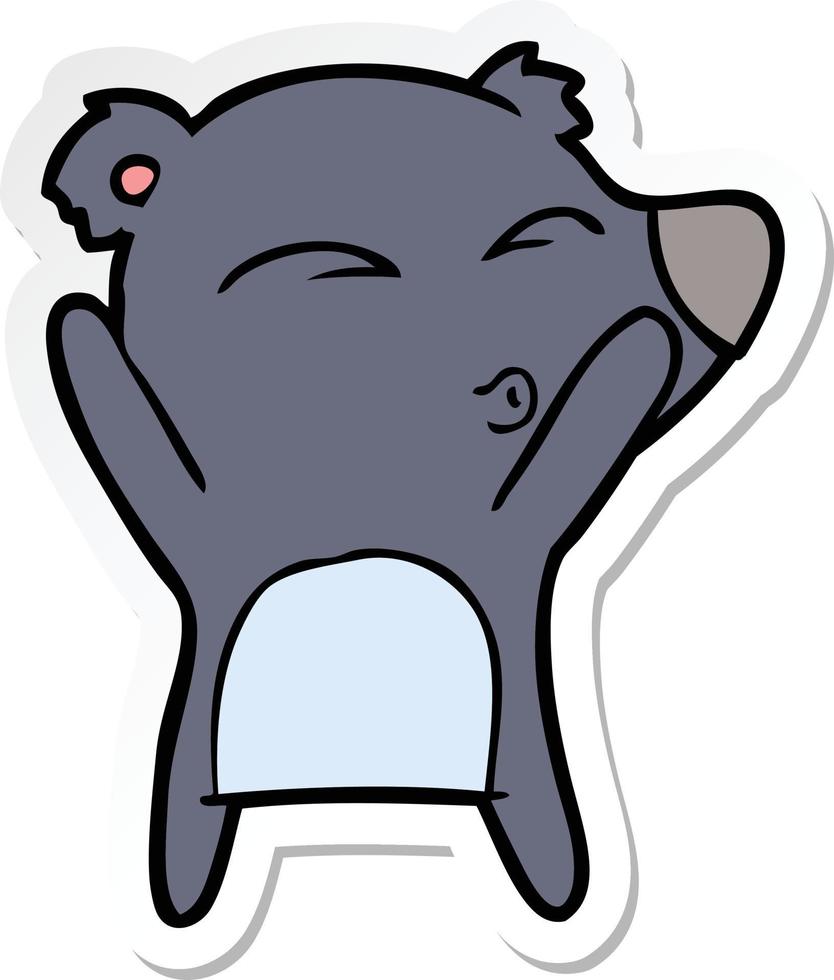 sticker of a cartoon whistling bear vector