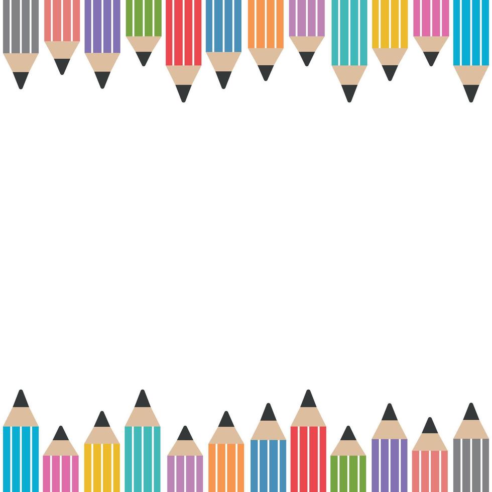 A set of colored pencils with a text frame, color vector isolated illustration