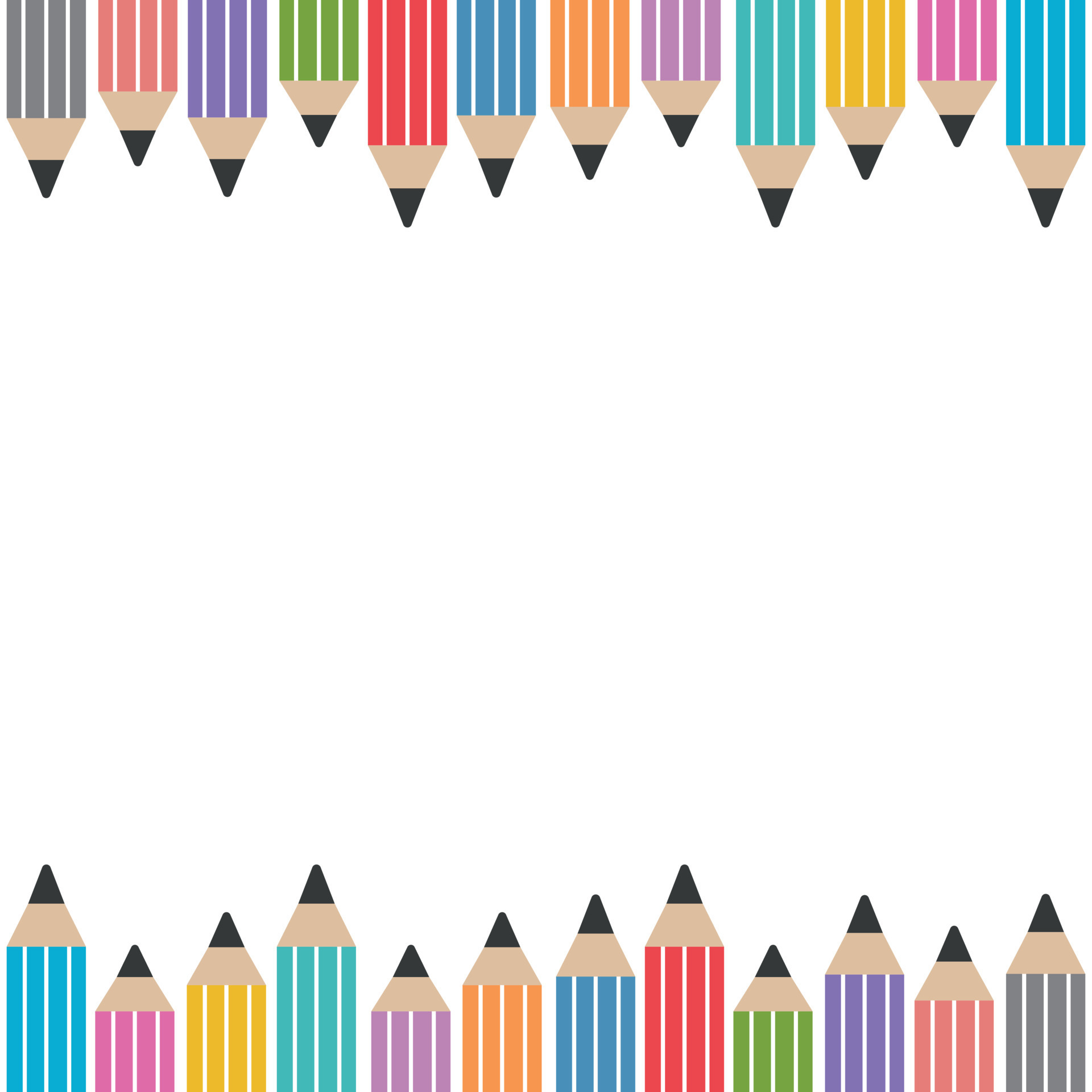 A set of colored pencils with a text frame, color vector isolated