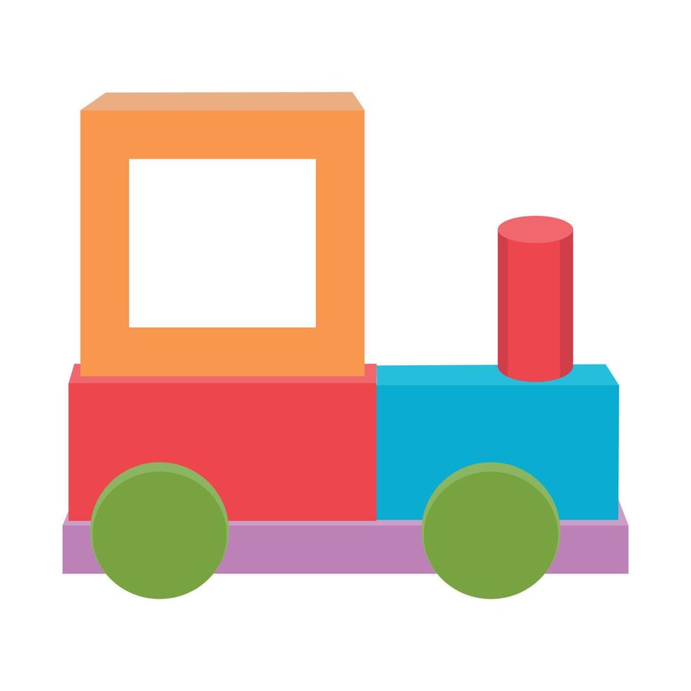 Construction Truck with sand made of colored wooden cubes, vector isolated illustration in flat style