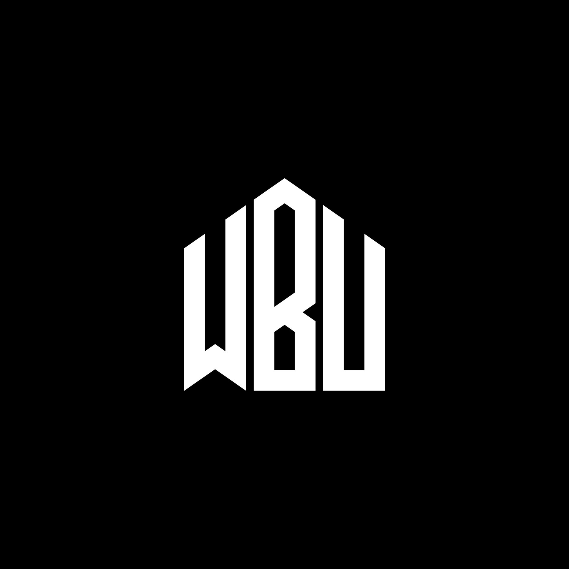 WBU letter logo design on BLACK background. WBU creative initials