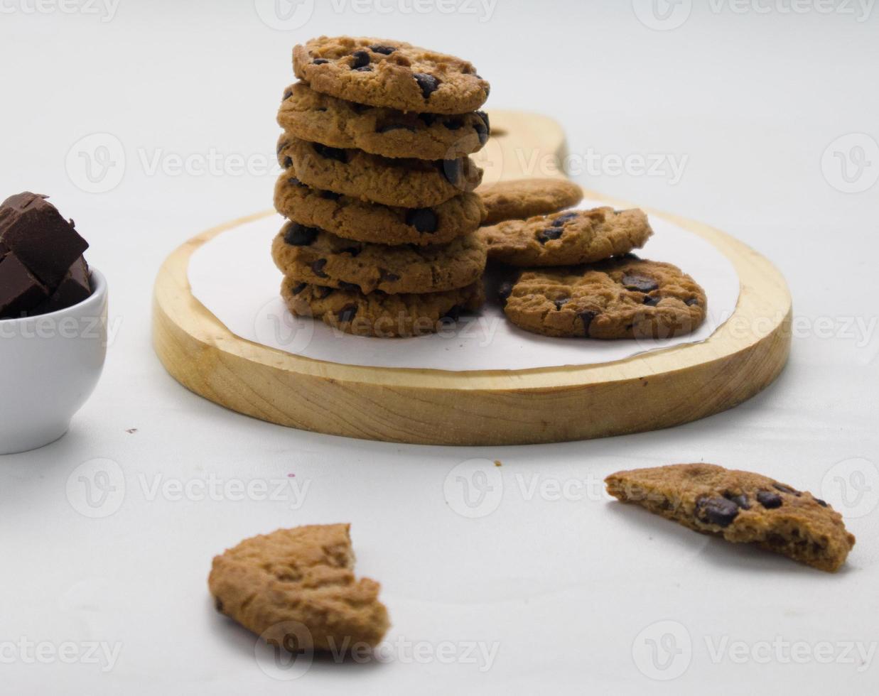 Closeup of a group of assorted cookies. Chocolate chip photo