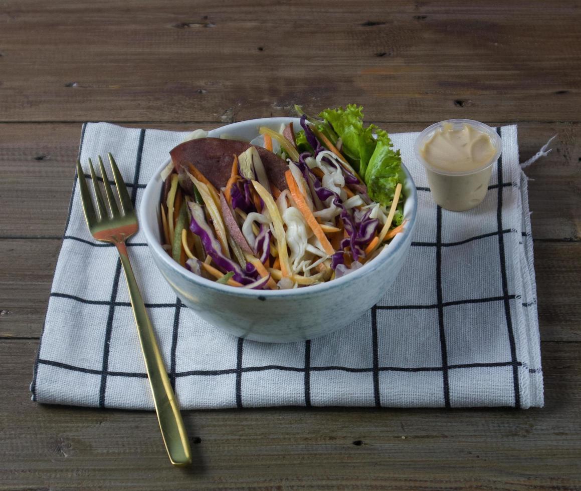 Fresh food vegetable salad, served on a plate photo