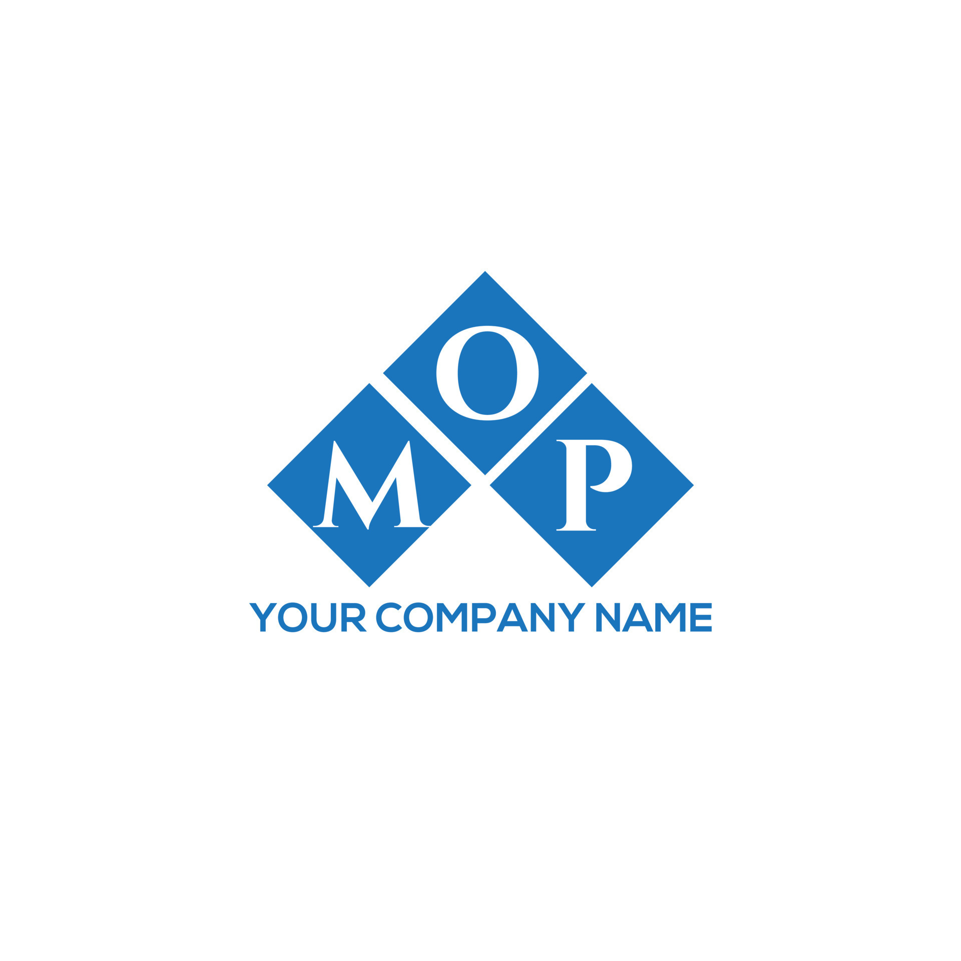 MOP letter logo design on WHITE background. MOP creative initials