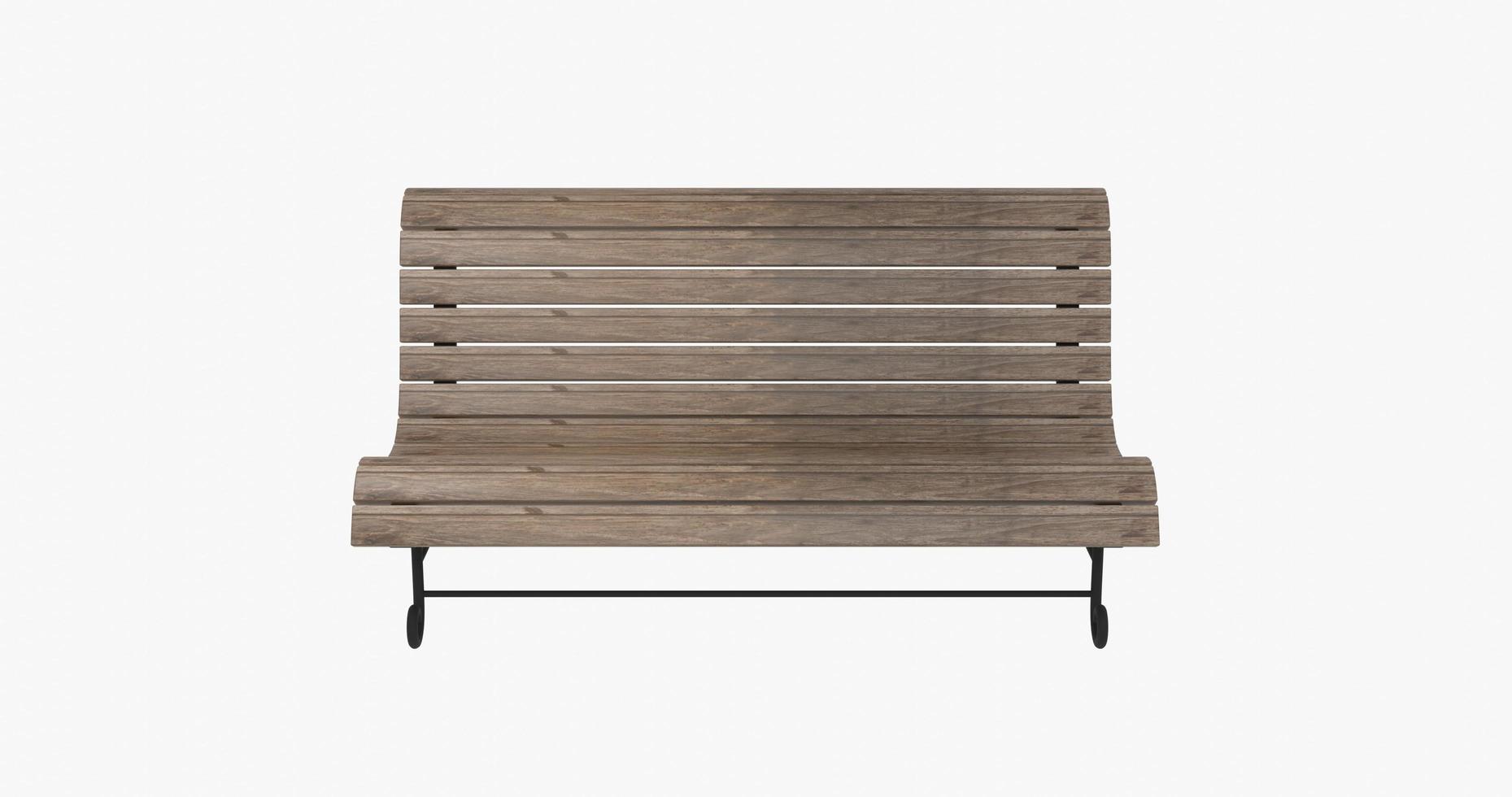 3D Render Wooden Bench Front View photo