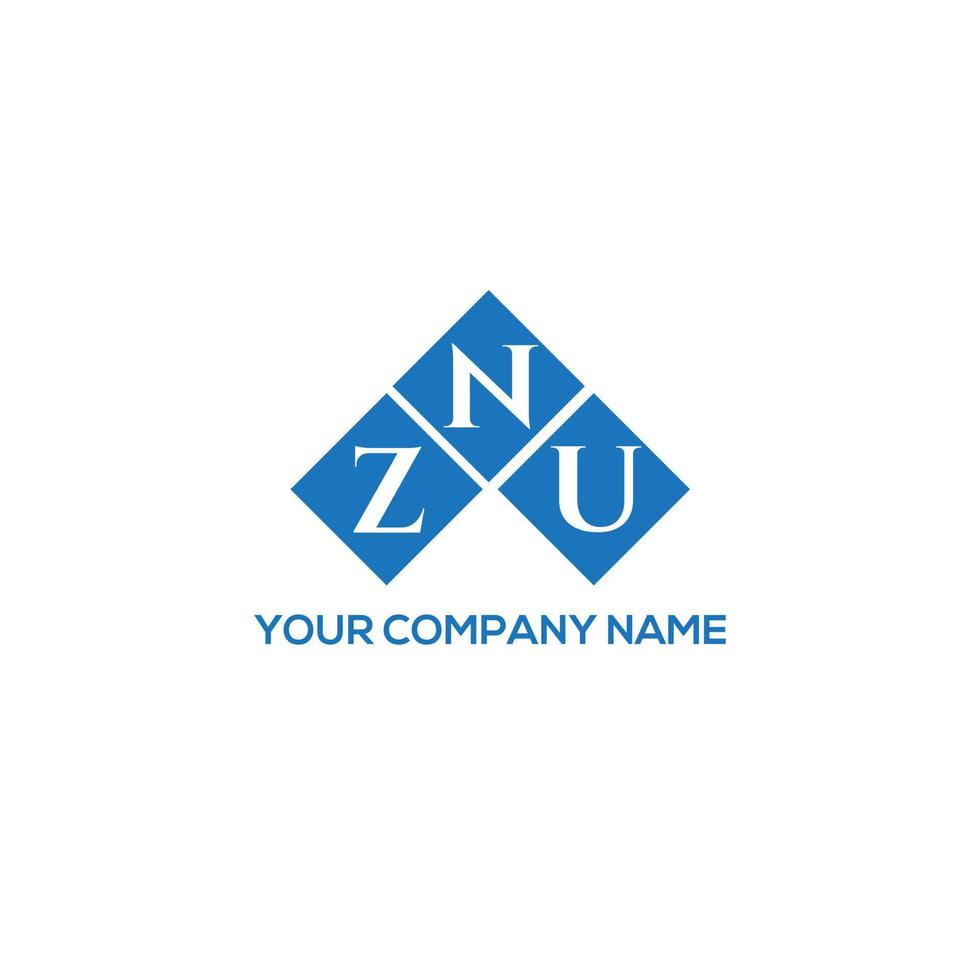 ZNU letter logo design on WHITE background. ZNU creative initials