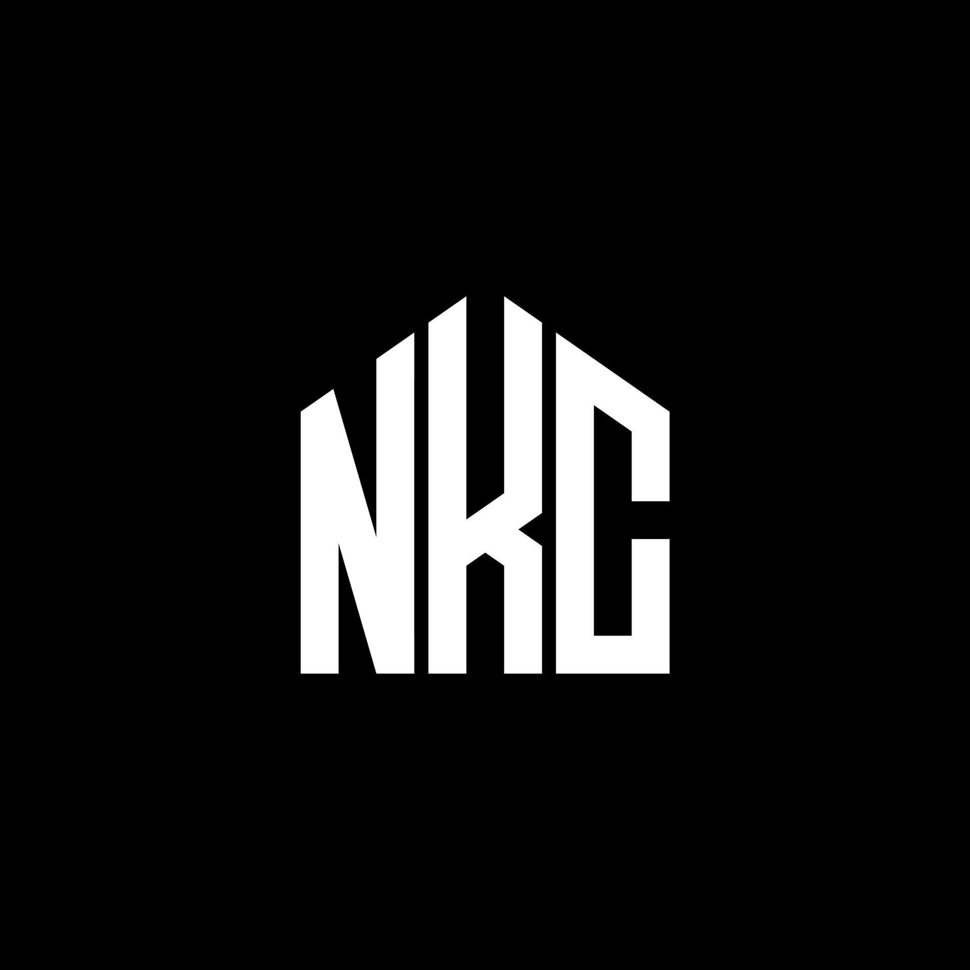NKC letter logo design on BLACK background. NKC creative initials
