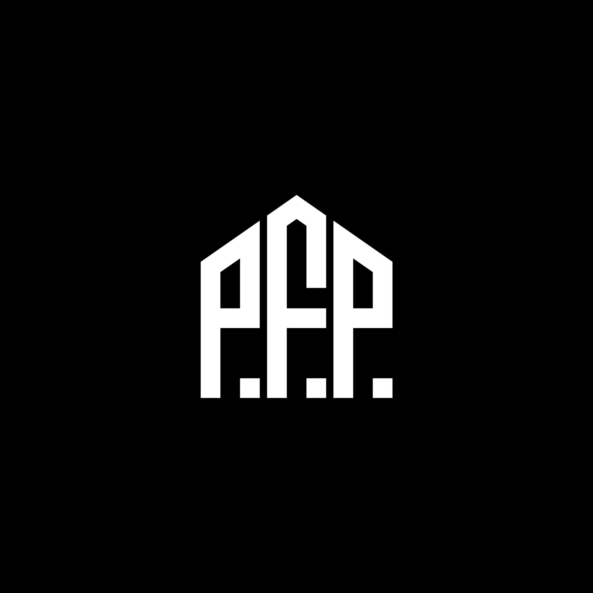 pfp letter design.pfp letter logo design sobre fondo negro. Concepto de
