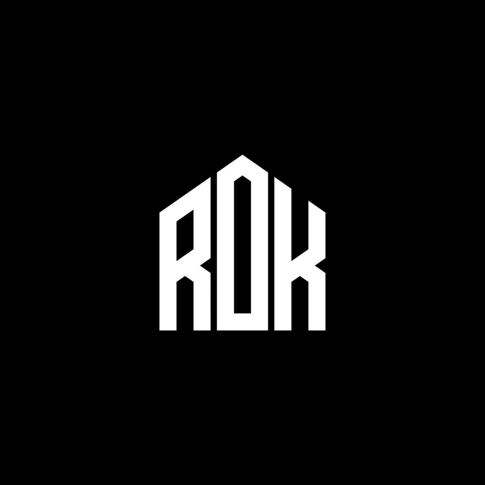 diseño de letras rok. diseño de logotipo de letras rok sobre fondo negro. concepto de logotipo de letra de iniciales creativas de rok. diseño de letras rok. diseño de logotipo de letras rok sobre fondo negro. r vector