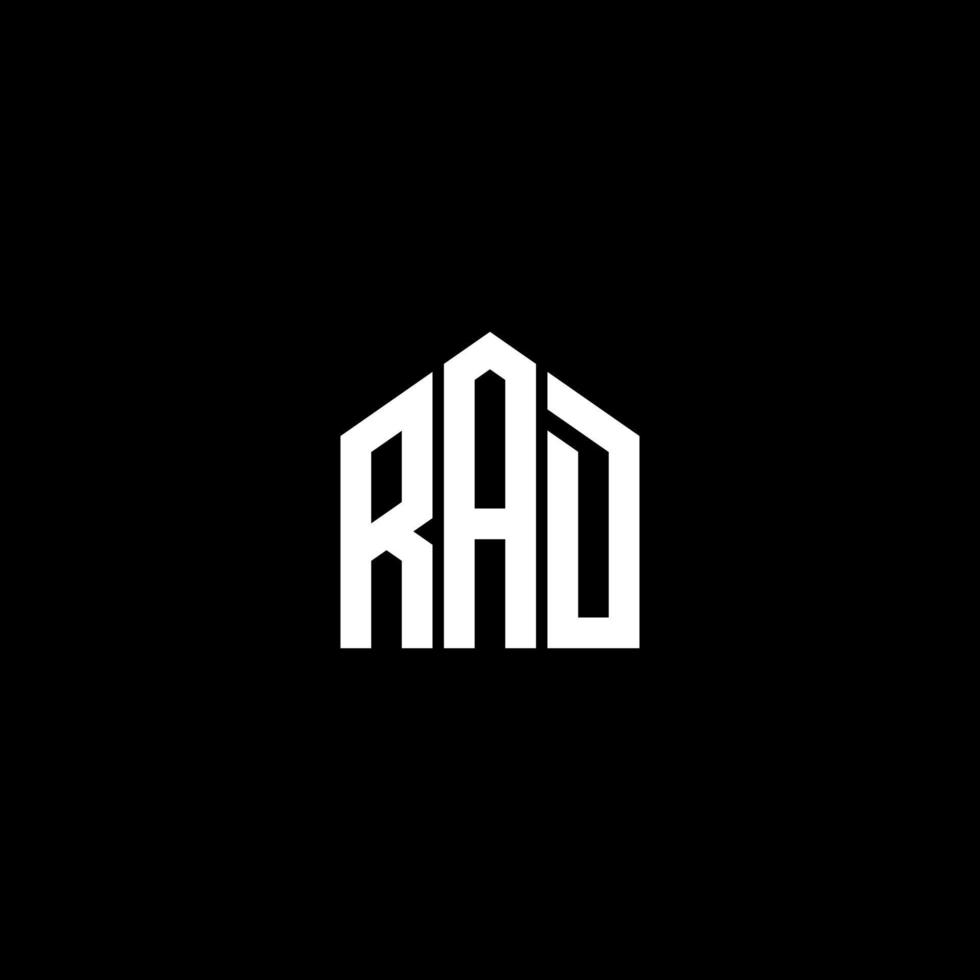 concepto de logotipo de letra de iniciales creativas rad. diseño de letra rad. diseño de logotipo de letra rad sobre fondo negro. concepto de logotipo de letra de iniciales creativas rad. diseño de letras radiales. vector