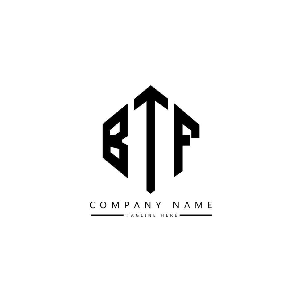 BTF letter logo design with polygon shape. BTF polygon and cube shape logo design. BTF hexagon vector logo template white and black colors. BTF monogram, business and real estate logo.