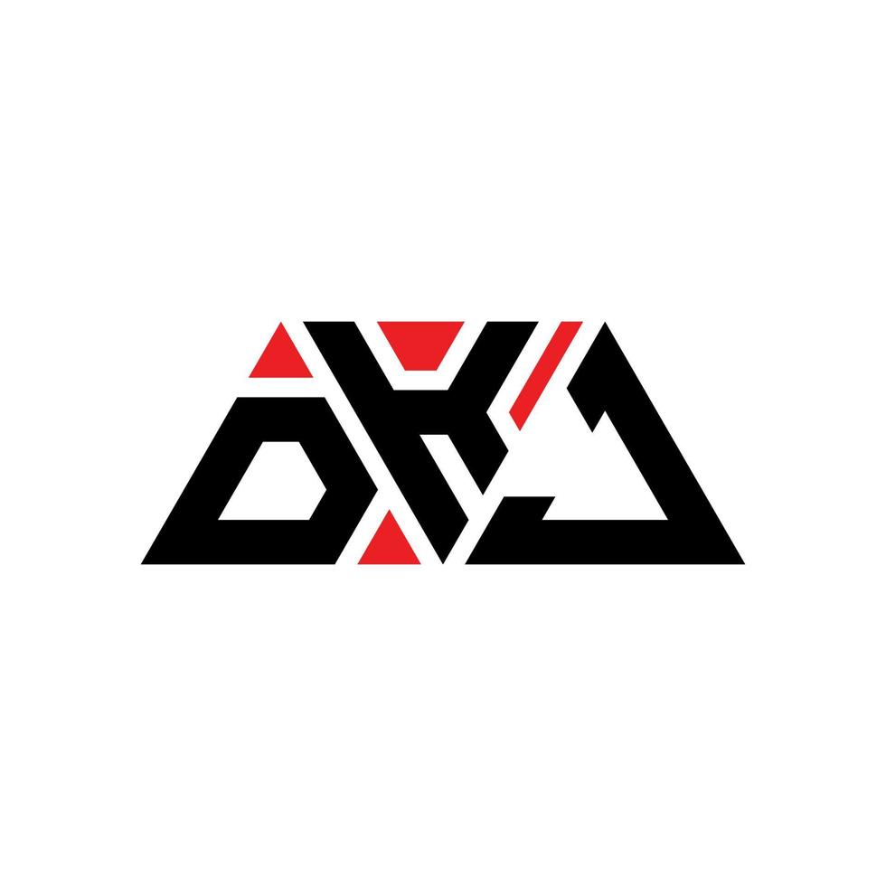 diseño de logotipo de letra triangular dkj con forma de triángulo. monograma de diseño del logotipo del triángulo dkj. plantilla de logotipo de vector de triángulo dkj con color rojo. logotipo triangular dkj logotipo simple, elegante y lujoso. dkj