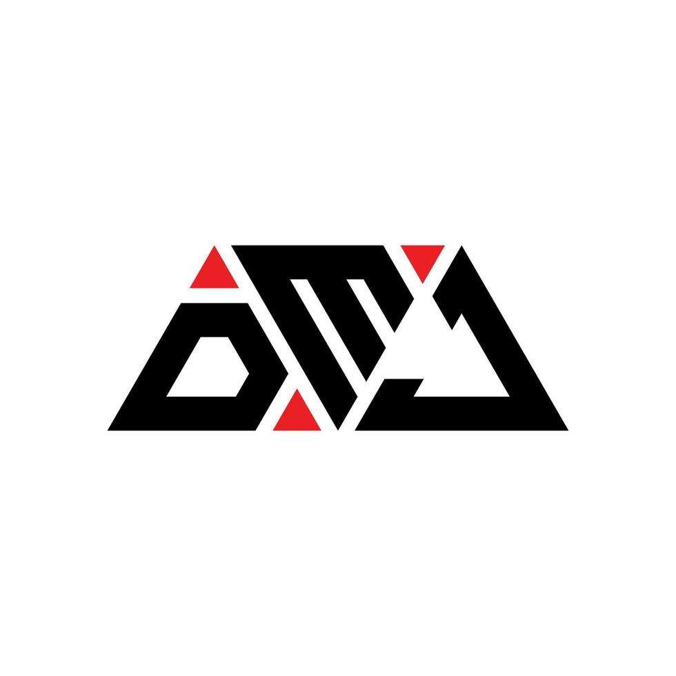 diseño de logotipo de letra triangular dmj con forma de triángulo. monograma de diseño del logotipo del triángulo dmj. plantilla de logotipo de vector de triángulo dmj con color rojo. logo triangular dmj logo simple, elegante y lujoso. DMJ