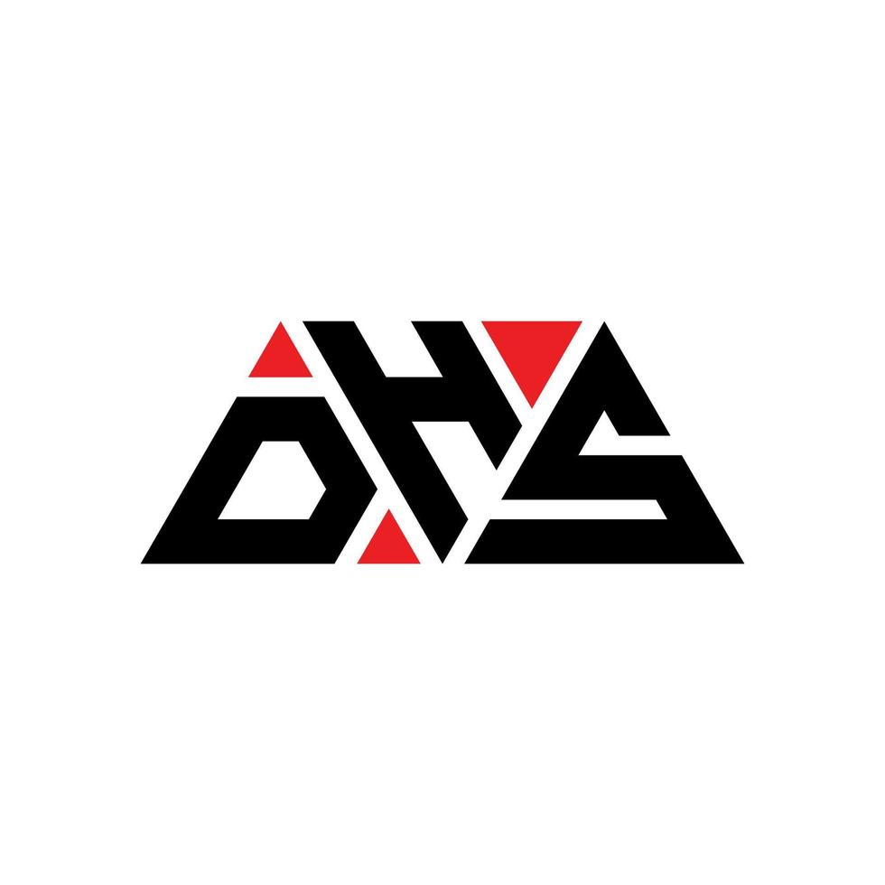 DHS triangle letter logo design with triangle shape. DHS triangle logo design monogram. DHS triangle vector logo template with red color. DHS triangular logo Simple, Elegant, and Luxurious Logo. DHS