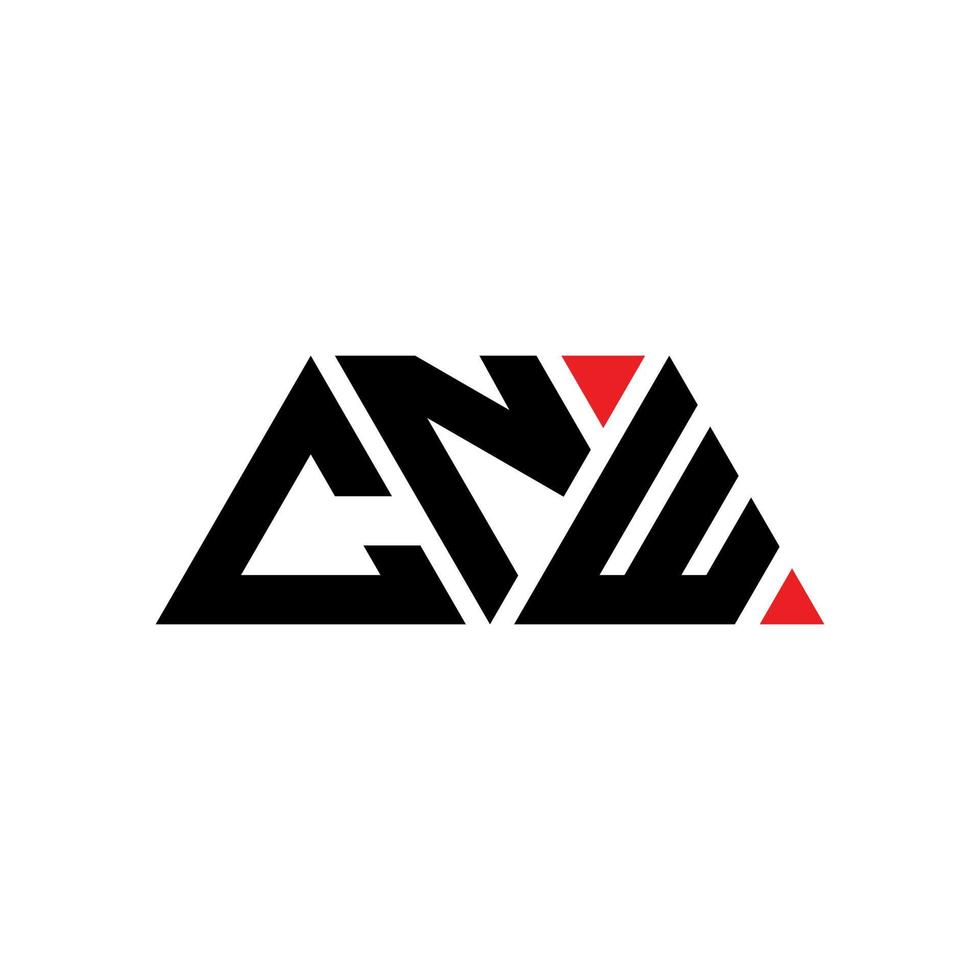 CNW triangle letter logo design with triangle shape. CNW triangle logo design monogram. CNW triangle vector logo template with red color. CNW triangular logo Simple, Elegant, and Luxurious Logo. CNW