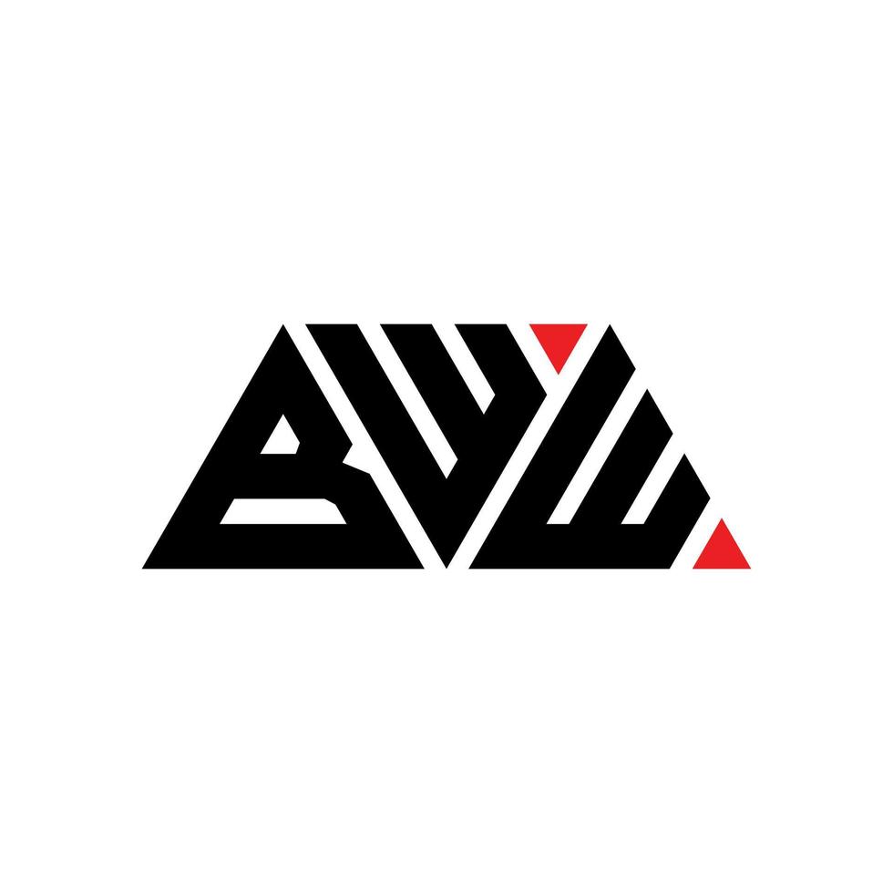 diseño de logotipo de letra triangular bww con forma de triángulo. monograma de diseño de logotipo de triángulo bww. plantilla de logotipo de vector de triángulo bww con color rojo. logotipo triangular bww logotipo simple, elegante y lujoso. bww