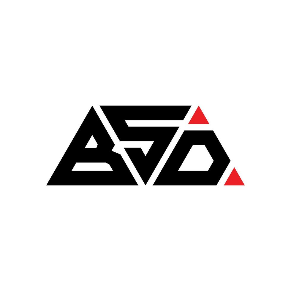 diseño de logotipo de letra triangular bsd con forma de triángulo. monograma de diseño de logotipo de triángulo bsd. plantilla de logotipo de vector de triángulo bsd con color rojo. logo triangular bsd logo simple, elegante y lujoso. bsd