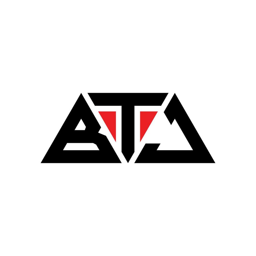 BTJ triangle letter logo design with triangle shape. BTJ triangle logo design monogram. BTJ triangle vector logo template with red color. BTJ triangular logo Simple, Elegant, and Luxurious Logo. BTJ