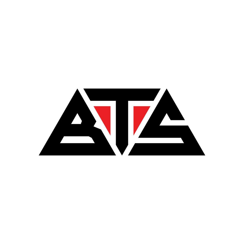 diseño de logotipo de letra triangular bts con forma de triángulo. monograma de diseño del logotipo del triángulo bts. plantilla de logotipo de vector de triángulo bts con color rojo. logotipo triangular bts logotipo simple, elegante y lujoso. BTS