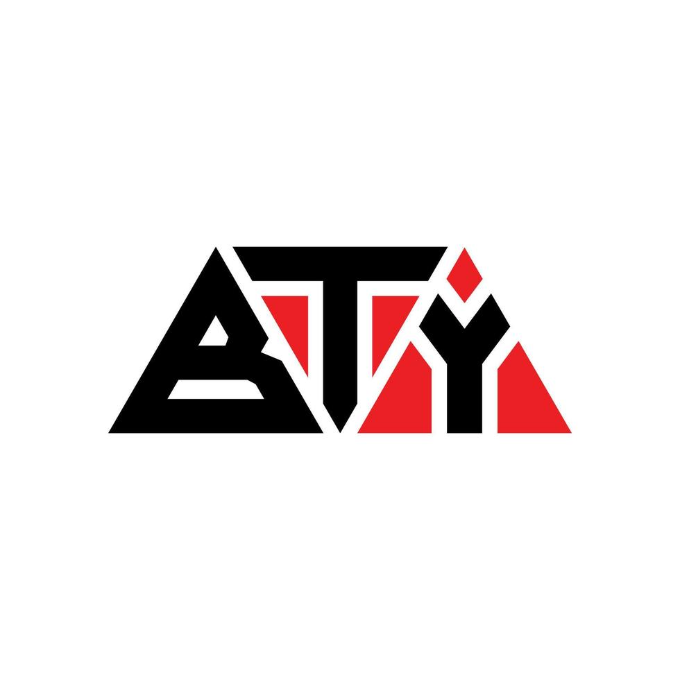 bty diseño de logotipo de letra triangular con forma de triángulo. monograma de diseño de logotipo de triángulo bty. plantilla de logotipo de vector de triángulo bty con color rojo. logotipo triangular bty logotipo simple, elegante y lujoso. bty