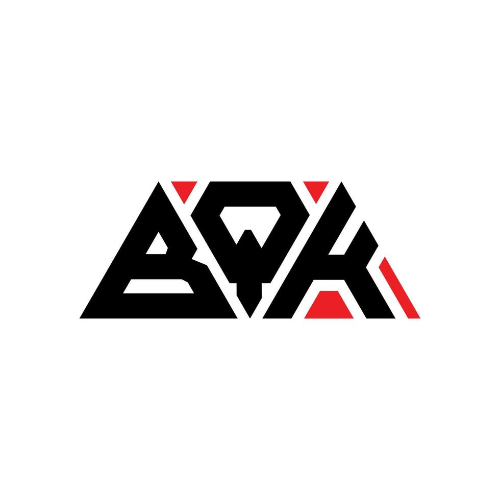 Diseño de logotipo de letra triangular bqk con forma de triángulo. monograma de diseño de logotipo de triángulo bqk. plantilla de logotipo de vector de triángulo bqk con color rojo. logotipo triangular bqk logotipo simple, elegante y lujoso. bqk