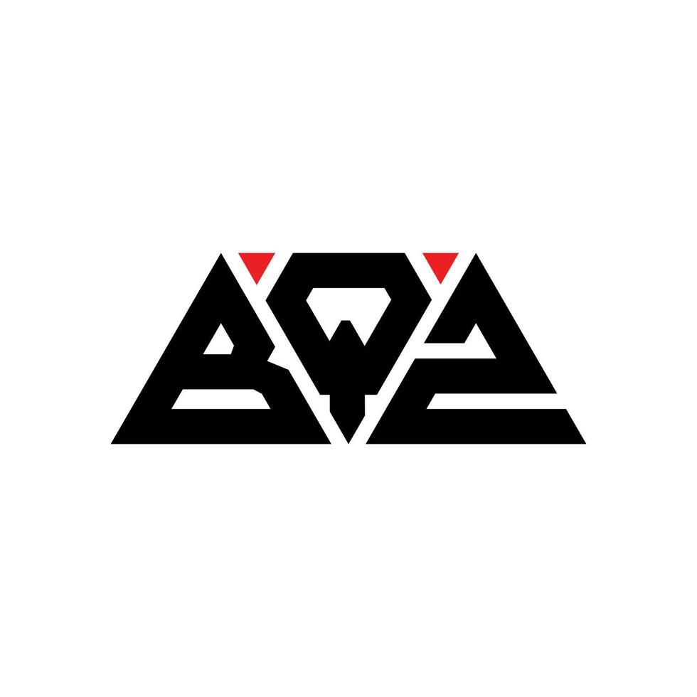 BQZ triangle letter logo design with triangle shape. BQZ triangle logo design monogram. BQZ triangle vector logo template with red color. BQZ triangular logo Simple, Elegant, and Luxurious Logo. BQZ