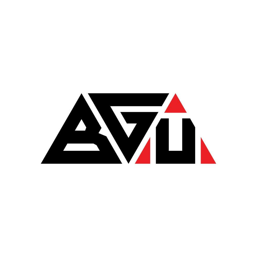 BGU triangle letter logo design with triangle shape. BGU triangle logo design monogram. BGU triangle vector logo template with red color. BGU triangular logo Simple, Elegant, and Luxurious Logo. BGU