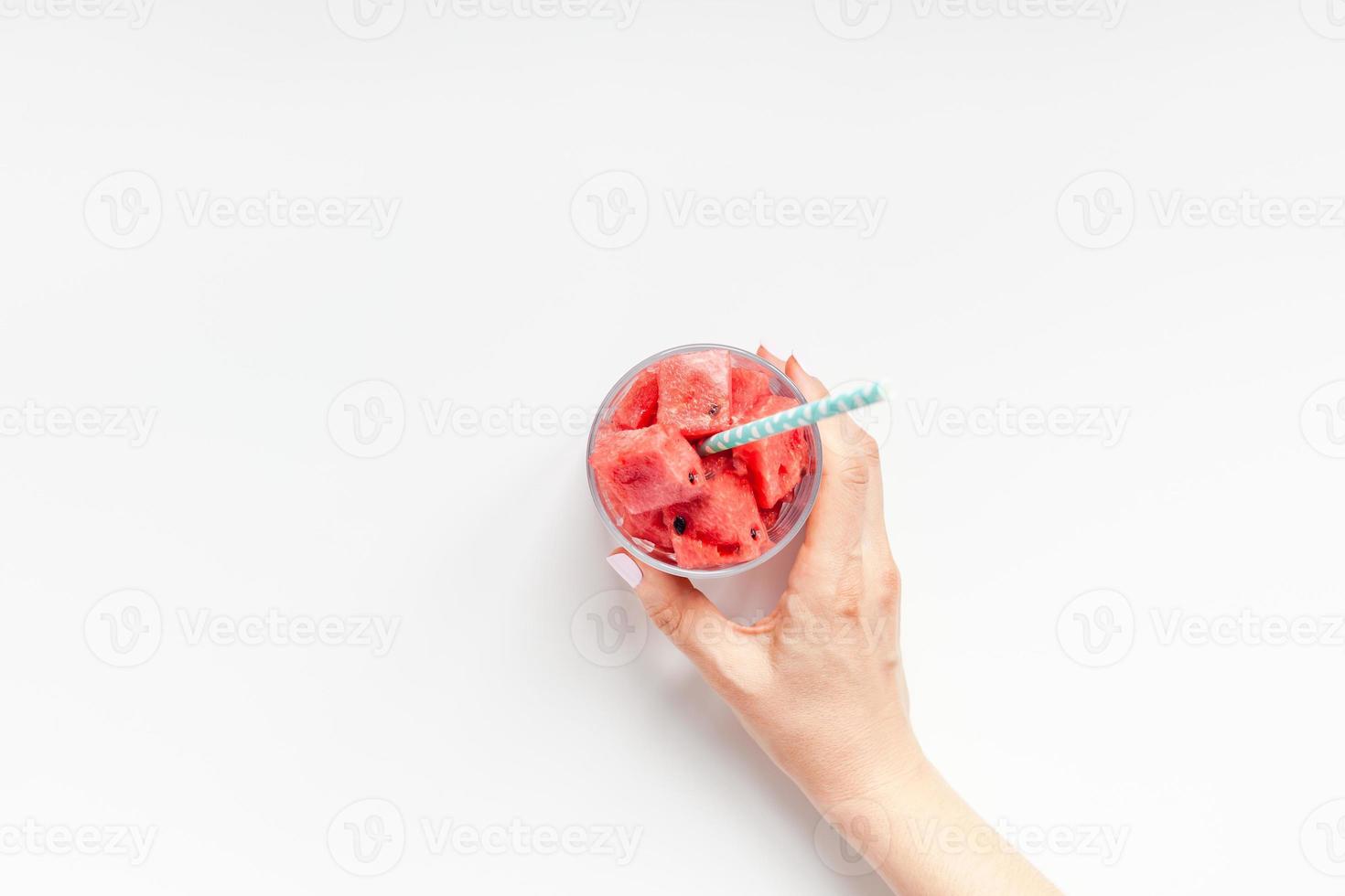 Woman hands with crushed watermelon in glass 10208755 Stock Photo at