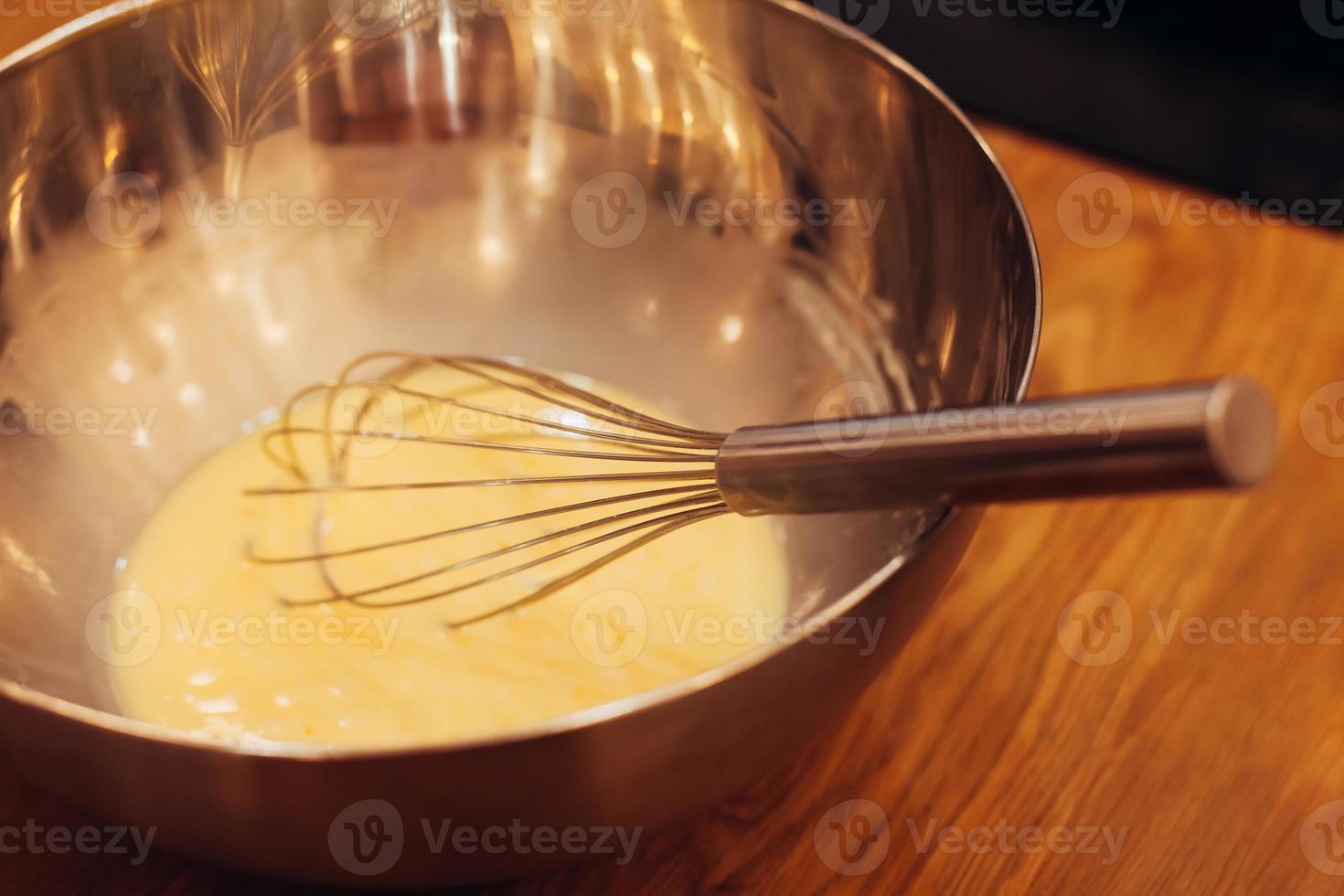 Christmas holiday homemade eggnog preparing photo