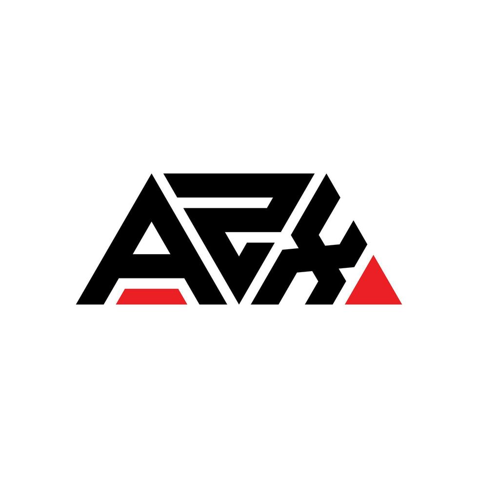 AZX triangle letter logo design with triangle shape. AZX triangle logo design monogram. AZX triangle vector logo template with red color. AZX triangular logo Simple, Elegant, and Luxurious Logo. AZX