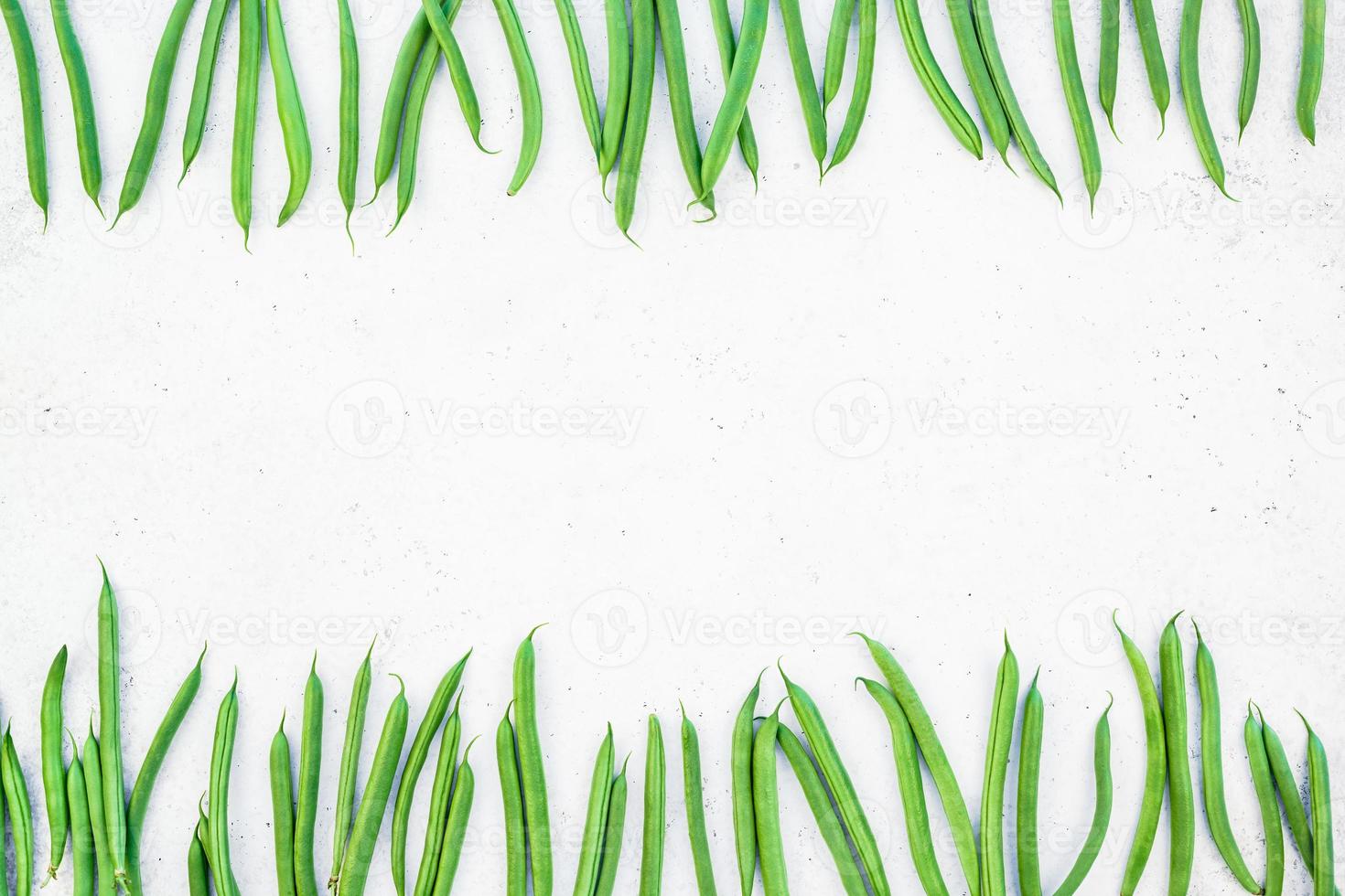 Top view of fresh green beans background photo