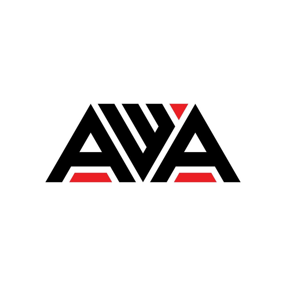 AWA triangle letter logo design with triangle shape. AWA triangle logo design monogram. AWA triangle vector logo template with red color. AWA triangular logo Simple, Elegant, and Luxurious Logo. AWA