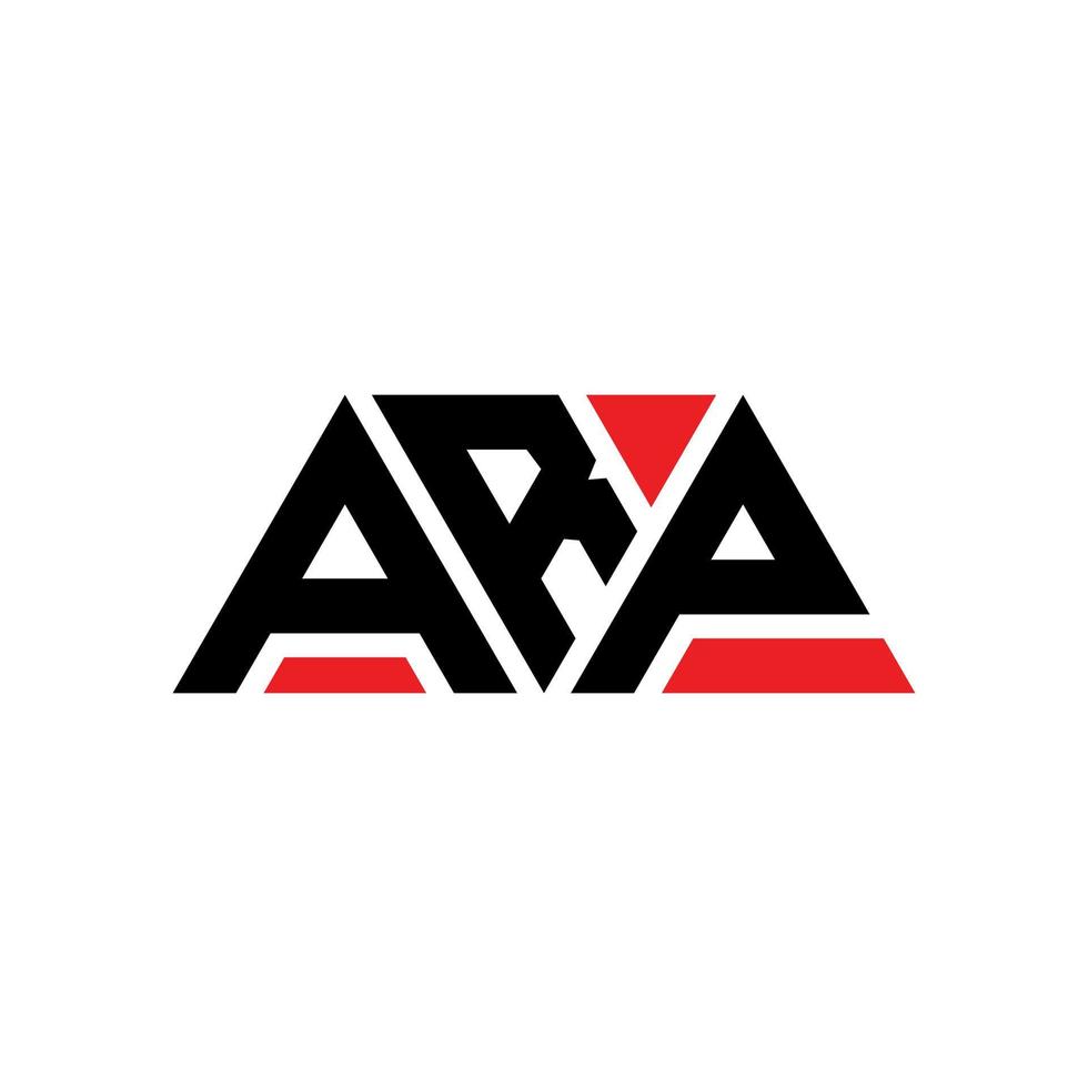 ARP triangle letter logo design with triangle shape. ARP triangle logo design monogram. ARP triangle vector logo template with red color. ARP triangular logo Simple, Elegant, and Luxurious Logo. ARP
