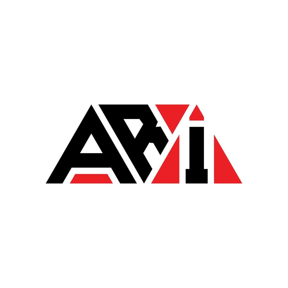 ARI triangle letter logo design with triangle shape. ARI triangle logo design monogram. ARI triangle vector logo template with red color. ARI triangular logo Simple, Elegant, and Luxurious Logo. ARI