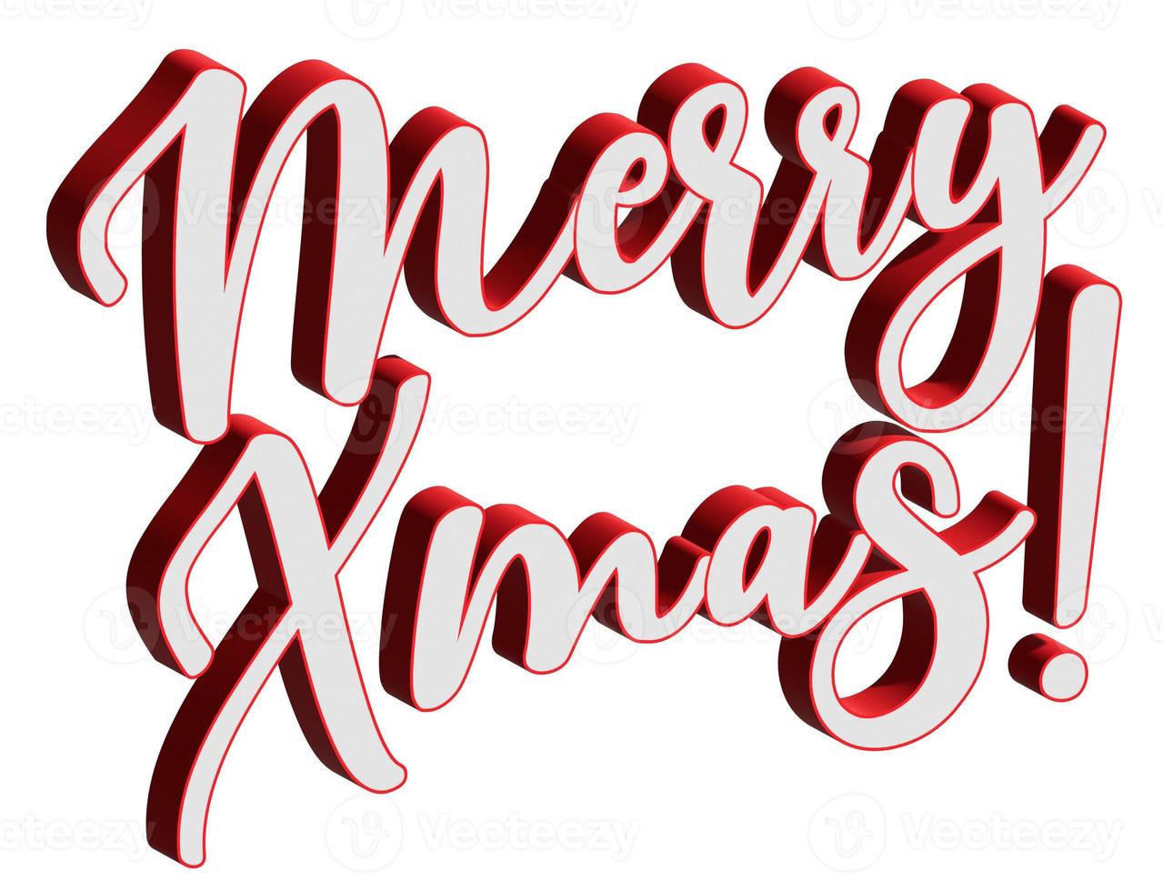 MerryXmas 3D Reto Text with Red and white photo