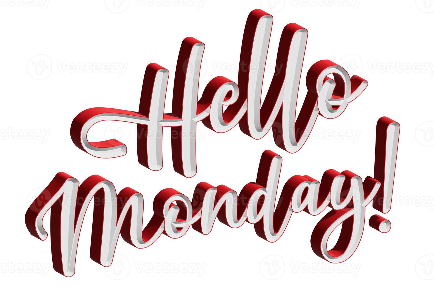 HelloMonday 3D Reto Text with Red and white photo