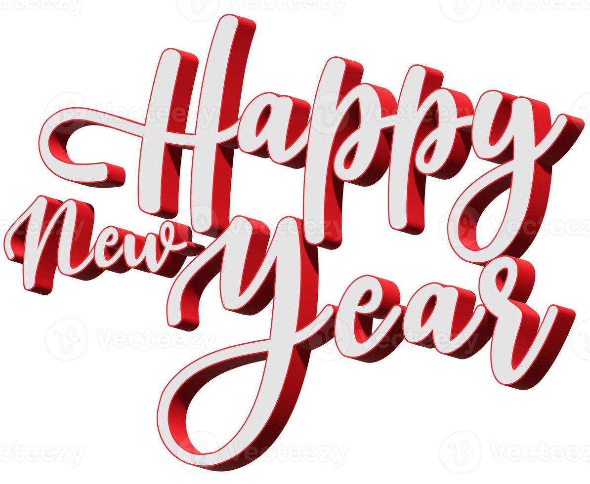 HappyNewYear 3D Reto Text with Red and white photo
