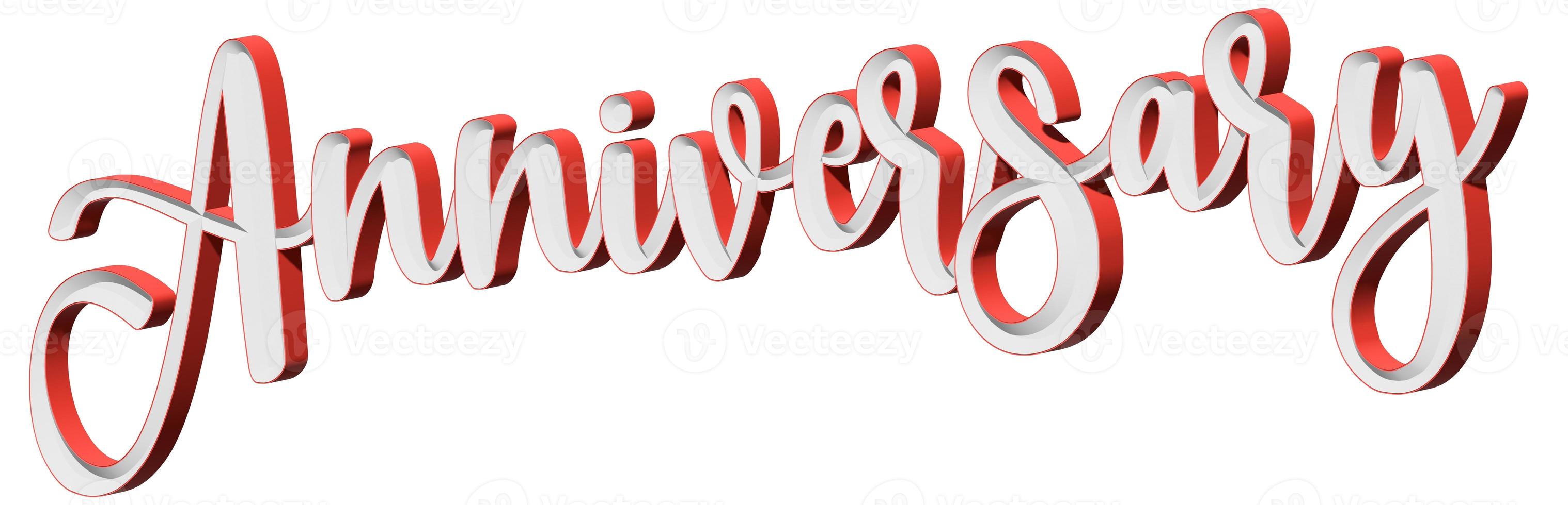 anniversary 3D Reto Text with Red and white photo