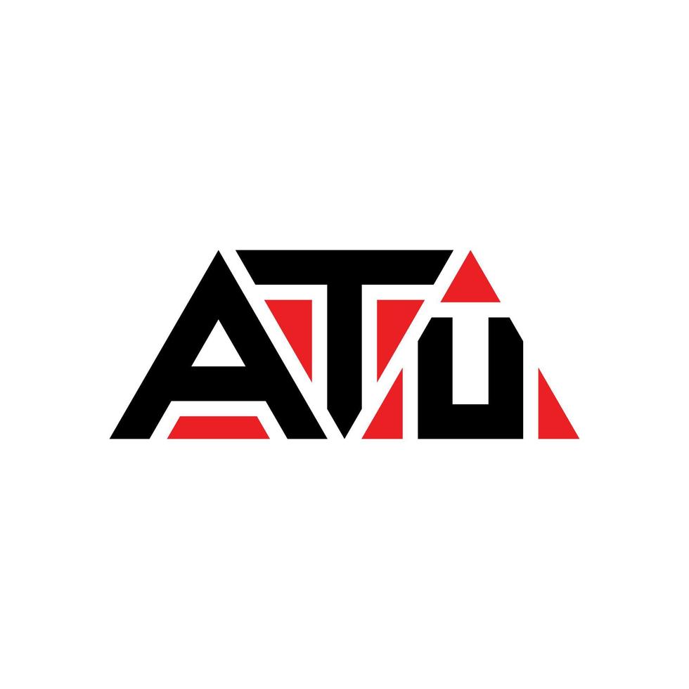 ATU triangle letter logo design with triangle shape. ATU triangle logo design monogram. ATU triangle vector logo template with red color. ATU triangular logo Simple, Elegant, and Luxurious Logo. ATU