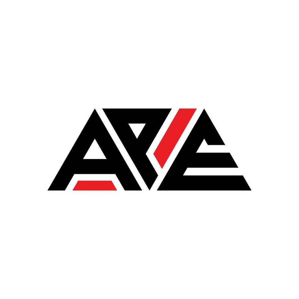 APE triangle letter logo design with triangle shape. APE triangle logo design monogram. APE triangle vector logo template with red color. APE triangular logo Simple, Elegant, and Luxurious Logo. APE