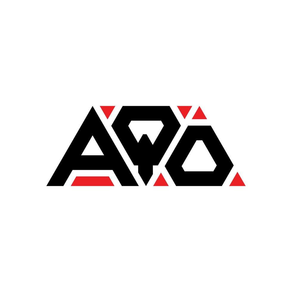 AQO triangle letter logo design with triangle shape. AQO triangle logo design monogram. AQO triangle vector logo template with red color. AQO triangular logo Simple, Elegant, and Luxurious Logo. AQO