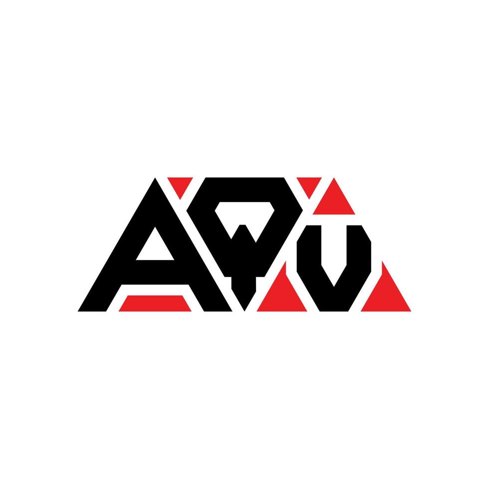 AQV triangle letter logo design with triangle shape. AQV triangle logo design monogram. AQV triangle vector logo template with red color. AQV triangular logo Simple, Elegant, and Luxurious Logo. AQV
